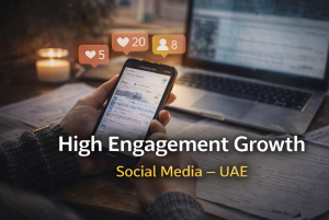 Social media marketing results showing high engagement growth in UAE
